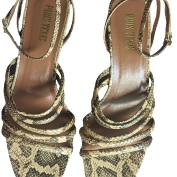 Like new Paris Texas Carla snakeskin-look soft leather block heel ankle strap - Picture 4 of 11